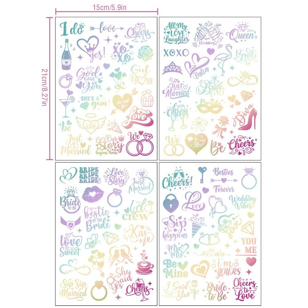 Colorful Laser Bronzing Tattoo Stickers Wedding Party Bachelorette Bridesmaid Party Metal Stickers