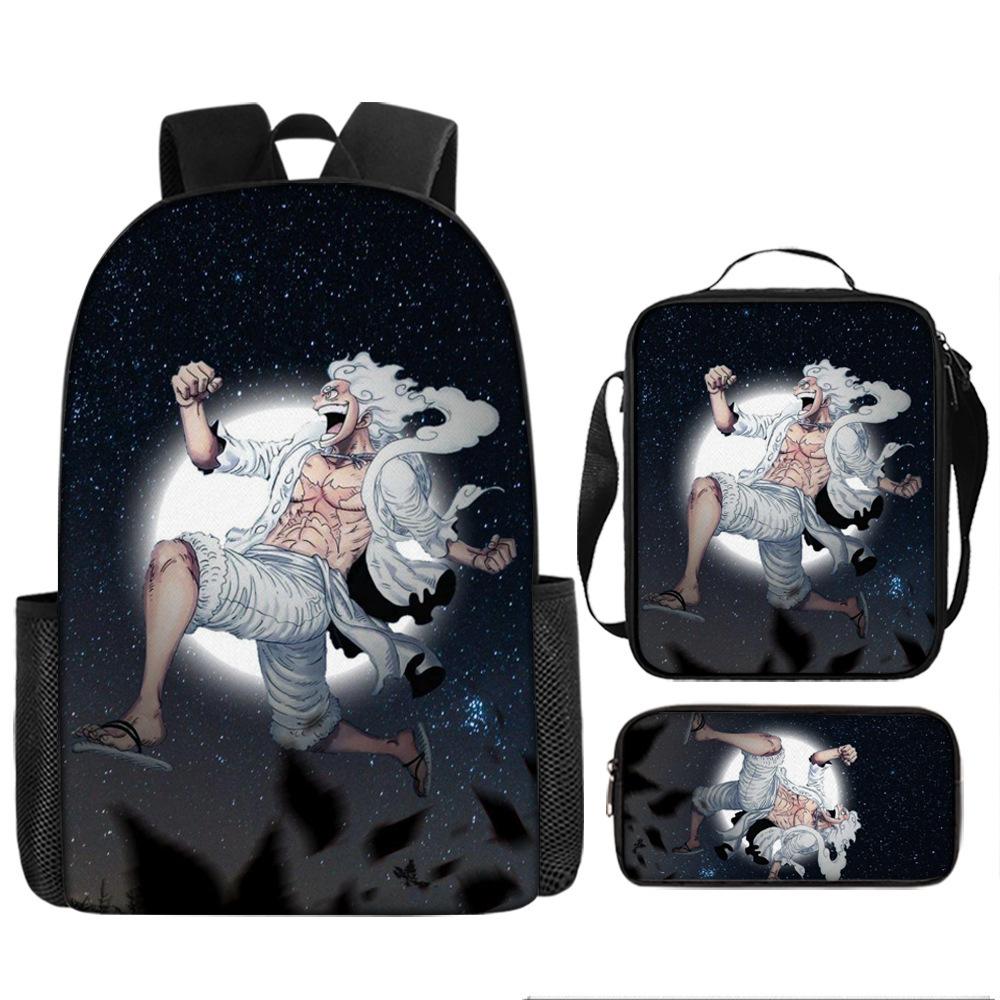 One Piece Cartoon Anime Rucksack Leichte Ergonomische Schultasche für Grundschüler Umhängetasche Federmäppchen Set
