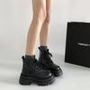 Vintage Platform Women Motorcycle Ankle Boots Fashion Lace Up Shoes Autumn Winter Thick Heel Ladies Short Booties
