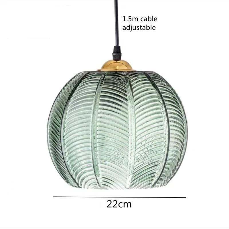 Nordic Glass Hanging Lamps Modern Green Glass Pendant Light AC96-260V E27 Glass Chandelier Ceiling Light for Bedroom Dining Room