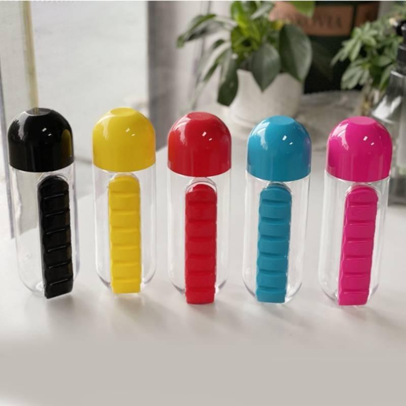 600ml Box Medicine Water Cup Multifunctional Outdoor Travel Mug Material Pc