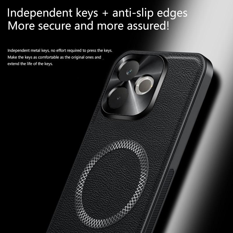 For Oppo A5 Pro 5G Case Magnetic Elegant Leather Wear-Resistant Lens Fully Covered Non-Slip Grip Edge Cover Shell