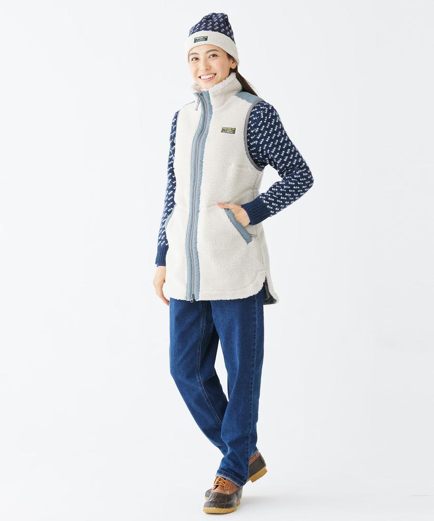 LL Bean Bean Sherpa Fleece Long US 1000106875 Women's Vest, Fit, Petite, XS, Soapstone, Brown,