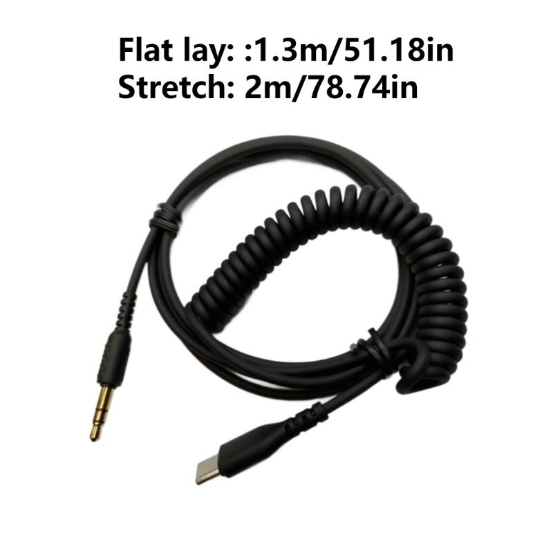 Type C To 3.5mm Cable For Major 1 2 3/1000XM1/2/3/4/5 Headphone Wire Gold Plated Connector Stretchable Cord 1.3-2meter