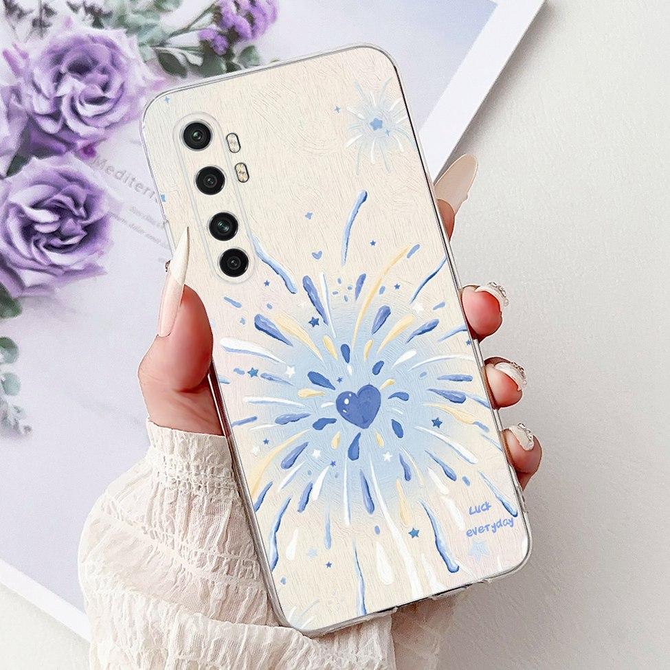 Clear For Xiaomi Mi Note 10 Lite Case Cover Luxury Butterfly Love Fashion Flowers Cool Lion Funny Painted 6.47''