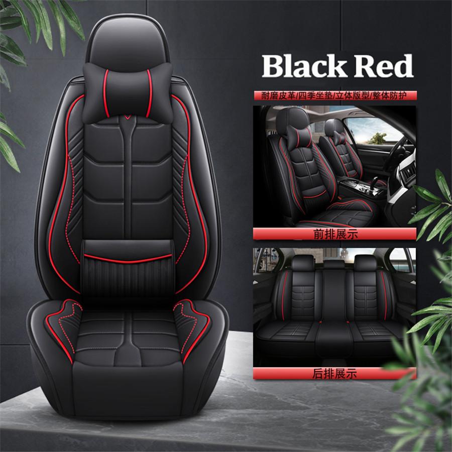 Universal Black and Red Abdominal Style Wear-resistant PU Leather 6D Car-styling Auto Car Seat Covers With Waist...