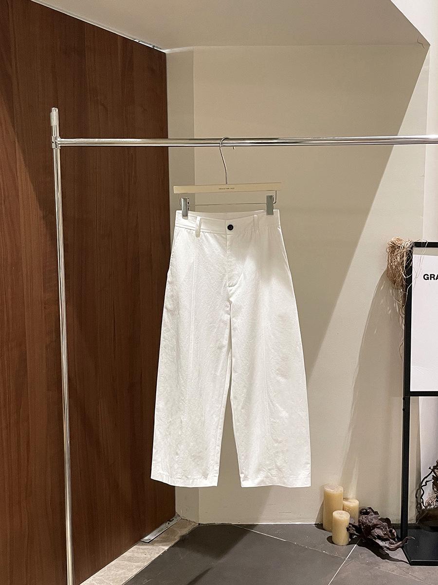 

GRACETINAHOO French Linen-Cotton Arc Cropped Casual Pants - Spring Collection Large