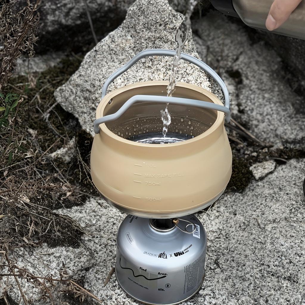 Durable Stainless Steel Collapsible Camping Kettle with Lid Portable Foldable Cook Pot for Hiking Backpacking