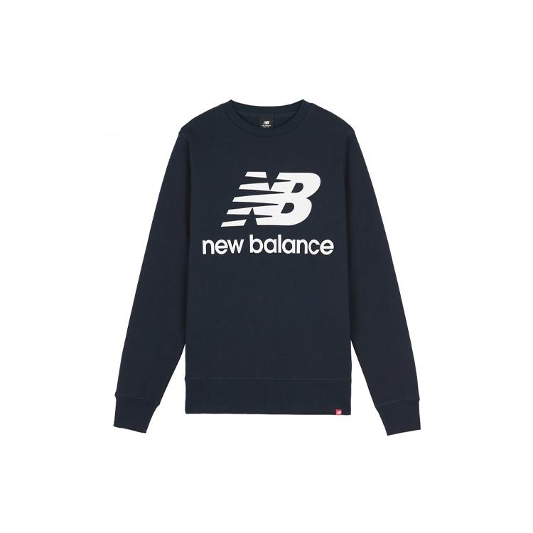New Balance Essentials Stacked Logo Crew Sweatshirt Asia Sizing  Navy White  Men s AMT03560-ECL M