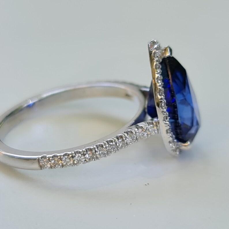 Sapphire engagement ring for women, blue pear sapphire ring, 4.04 carat sapphire natural diamonds, wedding jewelry, Gift for her