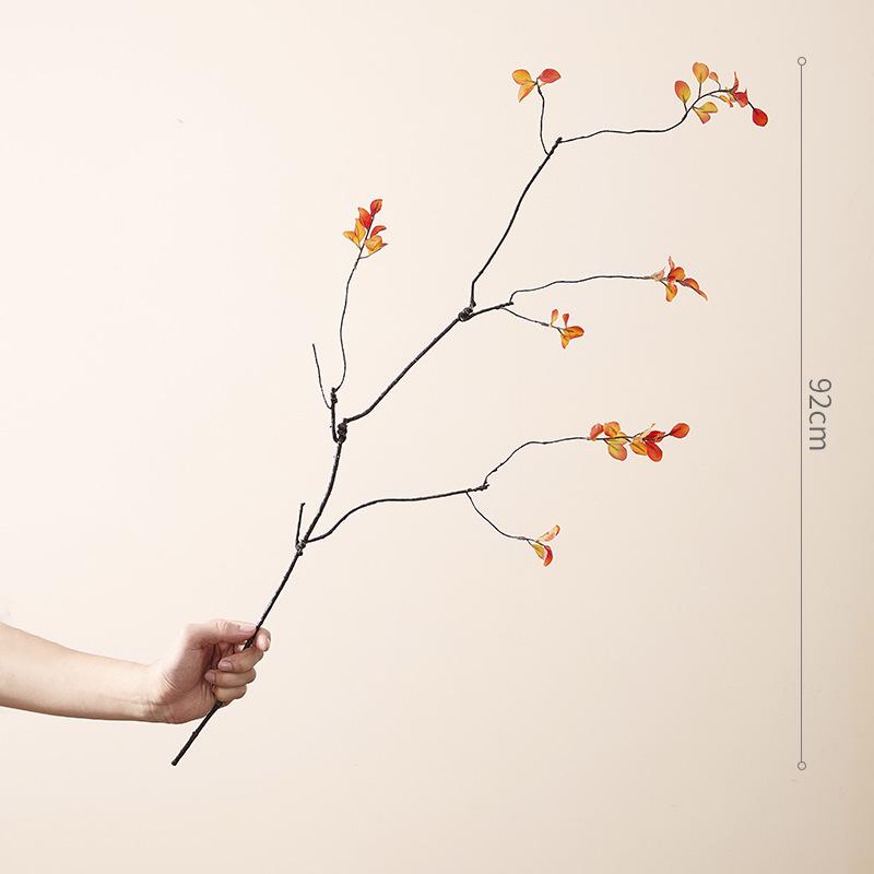 7-Head Persimmon Branch Ikebana Ornament: Artificial Ruyi Persimmon for Living Room or Dried Flower Display