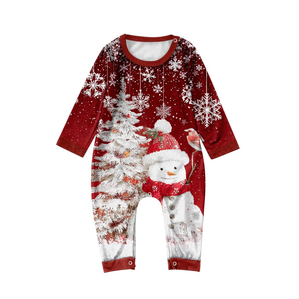 Print Cute Family Set Pajamas, Home Clothes, Family Set Long Sleeve Top Pants Set