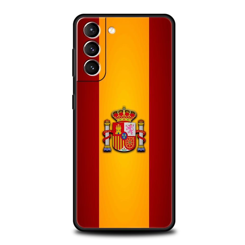 

spain flag Phone Case For Samsung Galaxy S25 S24 S23 FE S22 Ultra S20 S21 5G S10 Plus S10E Soft Black Cover Samsung S25 Plus