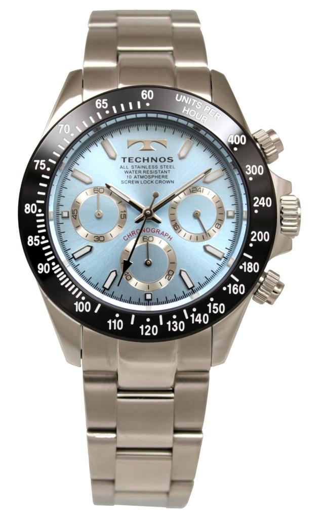 Technos T4C02BI Chronograph 10 ATM Water Silver Men's Watch, Resistant,