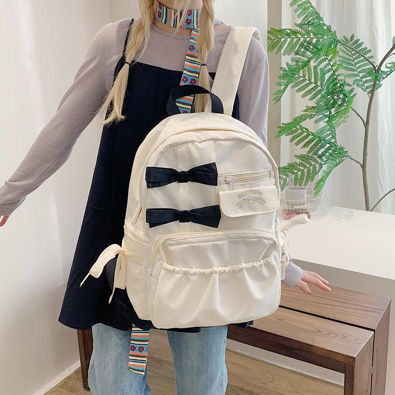 Schoolbag Backpack Women's Premium 1011 New Japanese School Bag Junior High School Girls College Student Bow Backpack