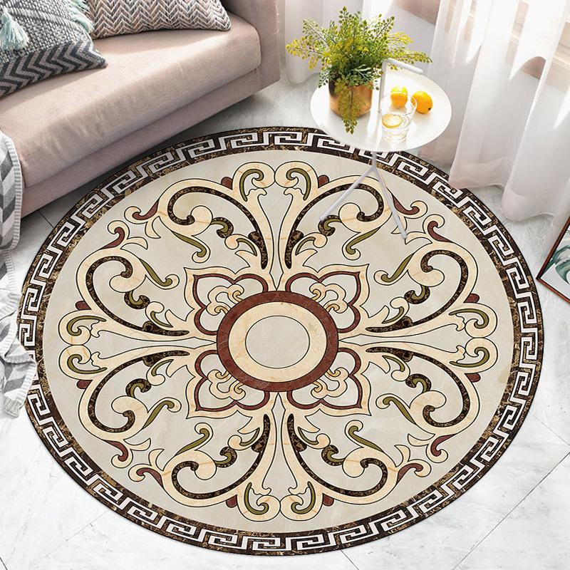 

Круглый ковер для украшения дома, простой стиль, гостиная, спальня, коврик, противоскользящий коврик, коврик для йоги, дверной коврик diameter 100CM