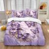 3pcs Purple Butterfly Printed Coreless Duvet Cover Set, Multi Size Bedroom Bedding Decoration, Machine Washable