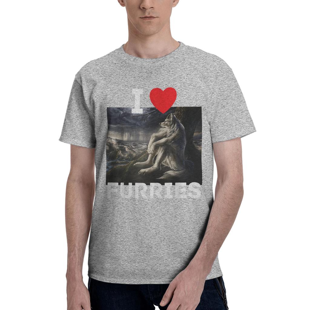 I Heart Furries Funny Cringe Furry Alpha Werewolf Wolf Meme T Shirt For Men Summer T-Shirts Comfortable Tee Shirt Big Size Tops