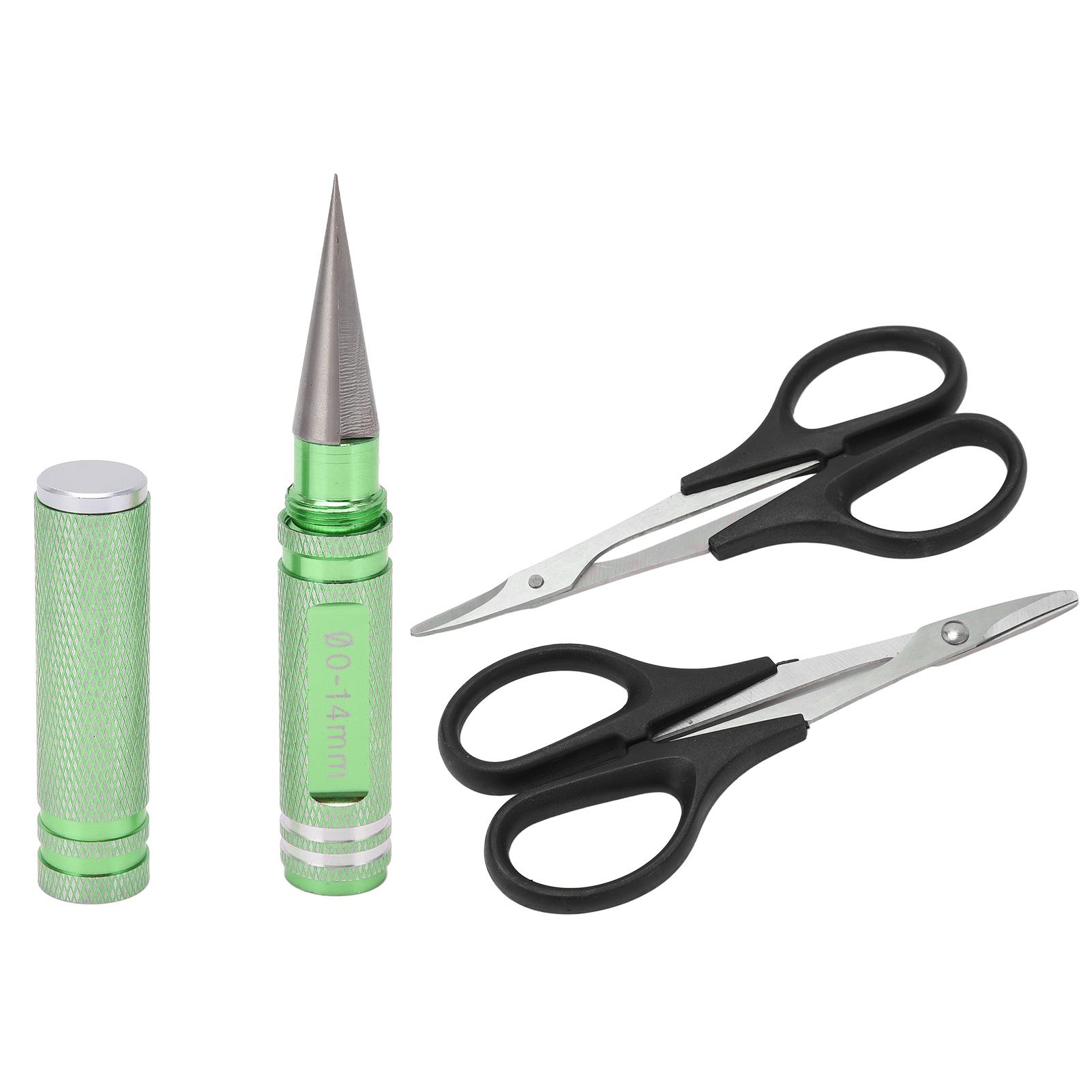 

014mm Universal RC Reamer Hole Puncher with Sleeve and Curved Scissor Drills Set for RC Body Shell