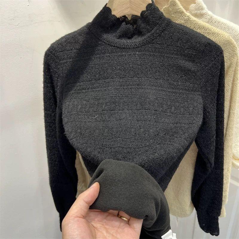 

Топы для женщин Зимние рубашки Повседневная рубашка Свободный крой Длинный рукав Воротник-стойка Блузка Пуловер Топы L чёрный