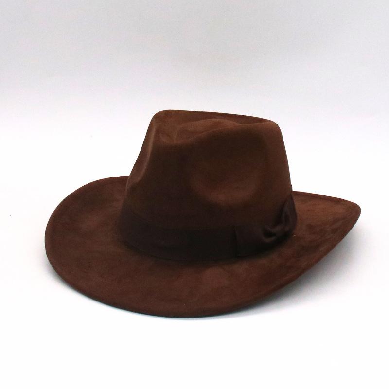 New British wide-brimmed top hat, autumn and winter jazz hat for men and women, big-brimmed suede hat, woolen gentleman's big felt hat.