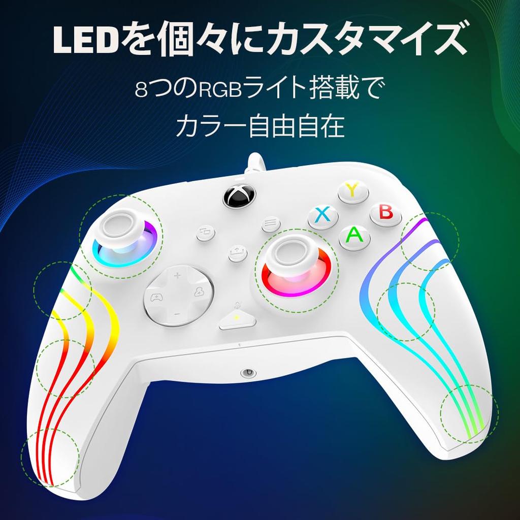 Officially Licensed Xbox PDP by TURTLE BEACH Afterglow Wave LED Wired Controller for Xbox Series X|S and PC - White [Official Japanese Product]
