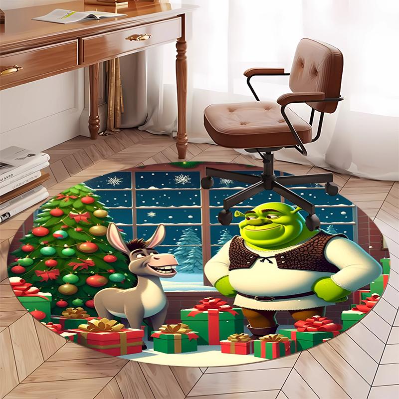 Shrek Baskılı Yuvarlak Halı Kilim Sandalye Halısı Alan Halısı Giriş Kapı Paspasları, Ofis Sandalyesi Oturma Odası Yatak Odası Mutfak Odası İçin.