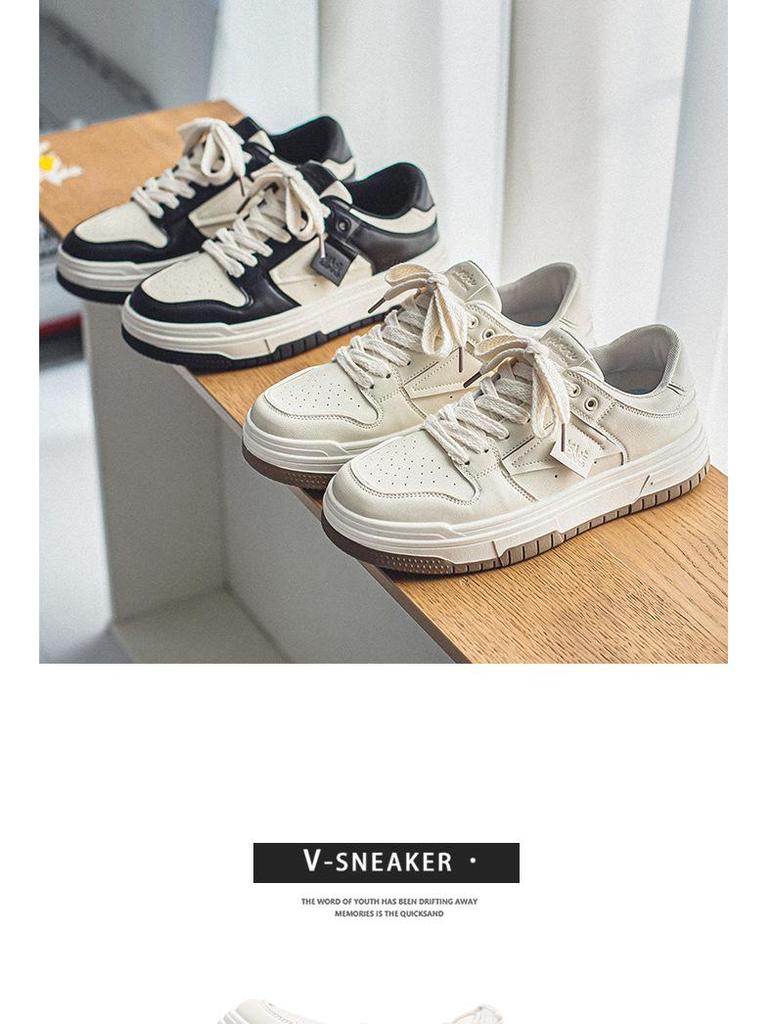 Meiretu 2024 Height-Boosting White Sneakers for Boys - Korean Style Spring Thick-Soled Casual Sports Shoes