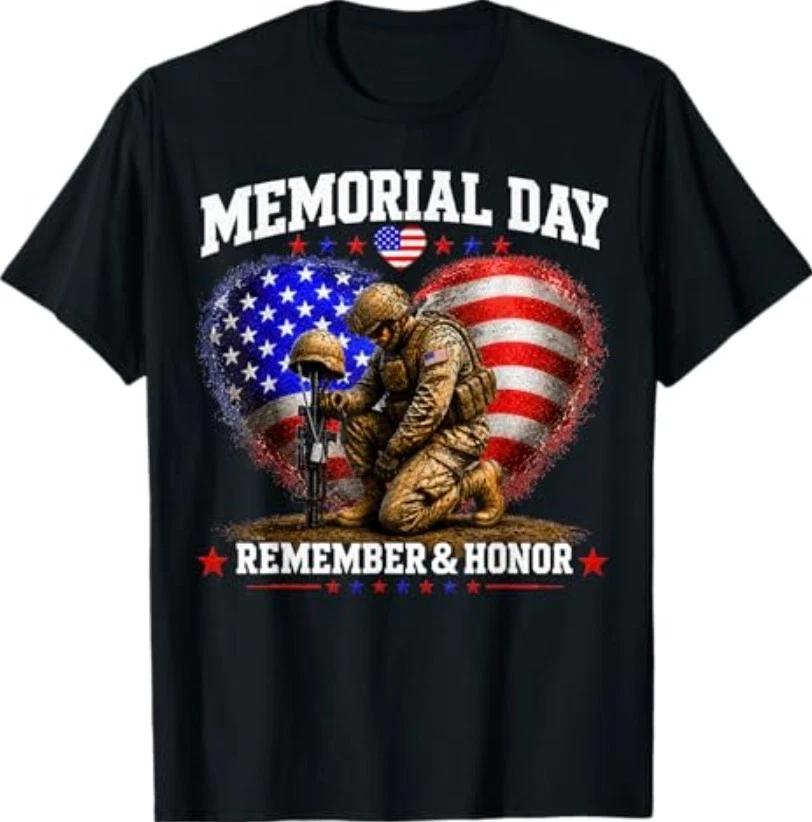 Memorial Day USA Flag Remember Honor Patriot Men Women T-Shirt S