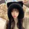 Women Winter Warm Kawaii Fox Fur Imitation Mink Plush Hat Thickened Cute Bear Ear Hat Ear Protection Cosplay Cap