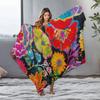 Vibrant Colorful Abstract Floral Printed Fleece Throw Blanket Sofa Bed Cover Gift for Women Kids