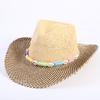 Popular Hollow Breathable Western Cowboy Straw Hat Men's and Women's Summer Sunshade Sunscreen Wide-brimmed Beach Hat