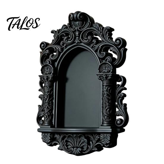 Creative Display Stand Gothic Wall Shelf, Vintage Floating Shelf for Bedroom And Living Room, Matte Black Decorative Wall-Mounted Rack with Exquisite