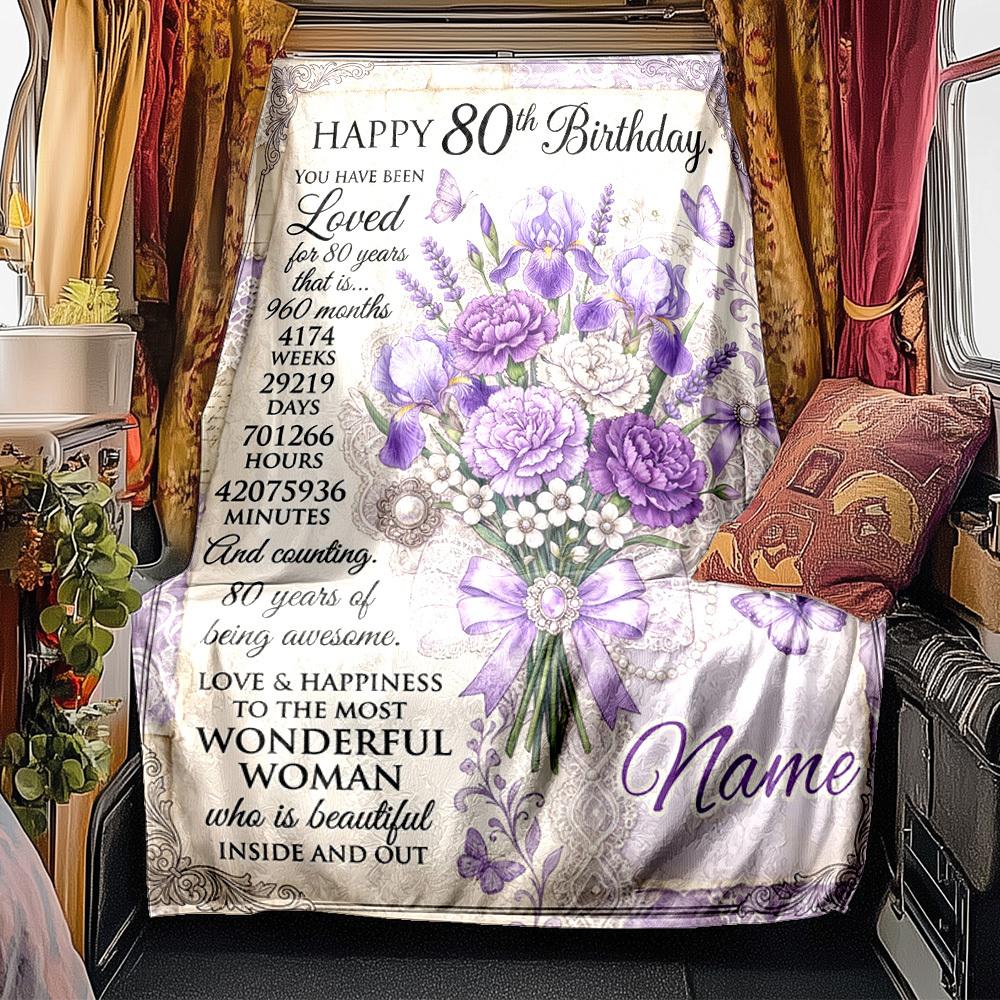 Happy 80Th Birthday Throw Blanket Soft Cozy Perfect For Sofa Couch Office Bed Picnics For All Occasions Cozy Home Lovers Unique Gift For Family And