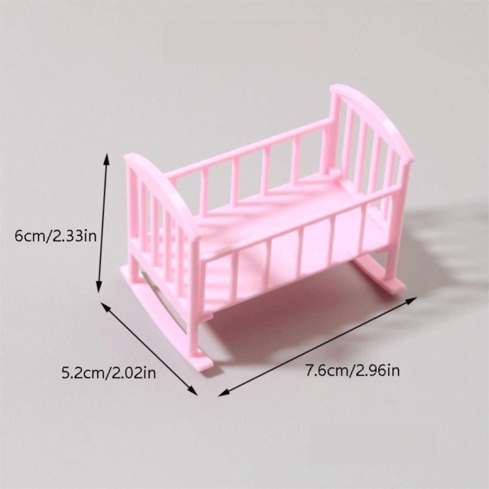 Miniature Dollhouse Cradle Simulation Mini Baby Crib Unique Rocking Bed Model  Dollhouse Decoration