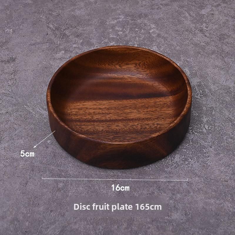 Round Wooden Grid Plate Universal Fruit Gossip Wooden Plate Simple Walnut Plate