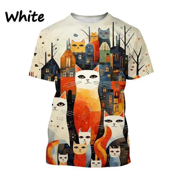 Funny Cute Cat 3D Printing T-shirt Arrivals Personality Fashion Cool Harajuku Style Street Men's and Women's Unisex T-shirts