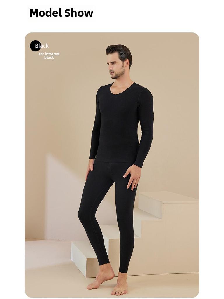 Men's Seamless Velvet Thermal Underwear Suit: Self-Heating, Plus Velvet, Autumn Set