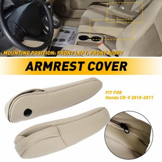 Pair Beige Leather Front Seat Armrest Replacement Cover Fit Honda CR-V 2010-11 V