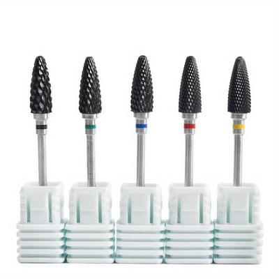 Black Ceramic Nail Drill Bits 3/32'' Safe & Professional Nail Cleaning Polishing Head For Callus & Dead Skin Removal Nails Tools