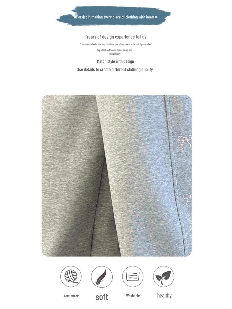 2025 New Style Fleece-Lined Sweatpants for Junior High School Girls