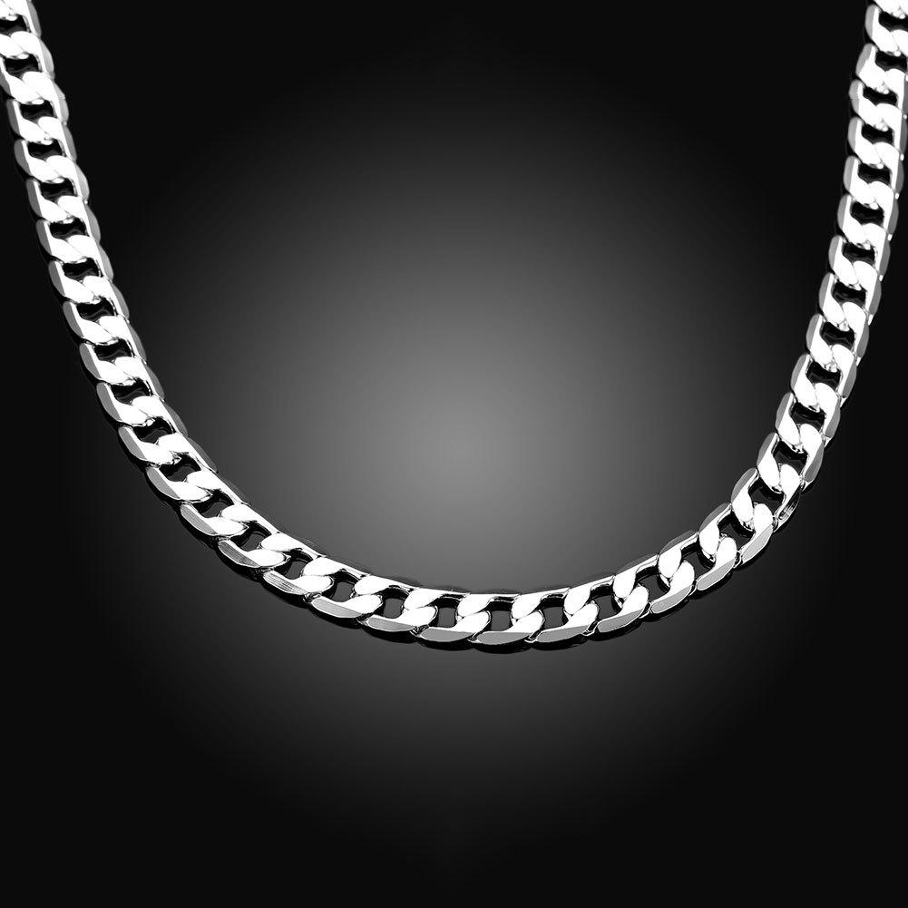 Jin Rong Xing Electroplated Silver 8MM Cuban Chain Necklace (40-60CM)