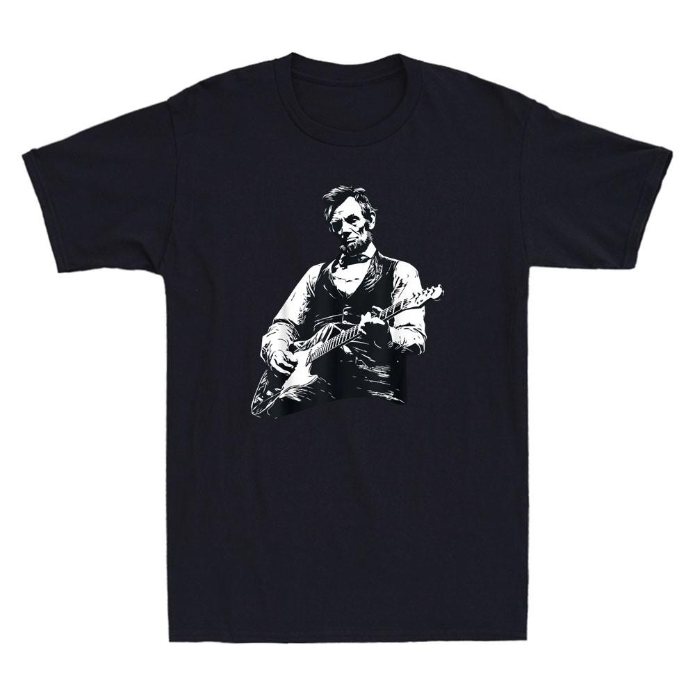 President Abraham Lincoln Playing Guitar Abe Lincoln Funny Design Men s T-Shirt S