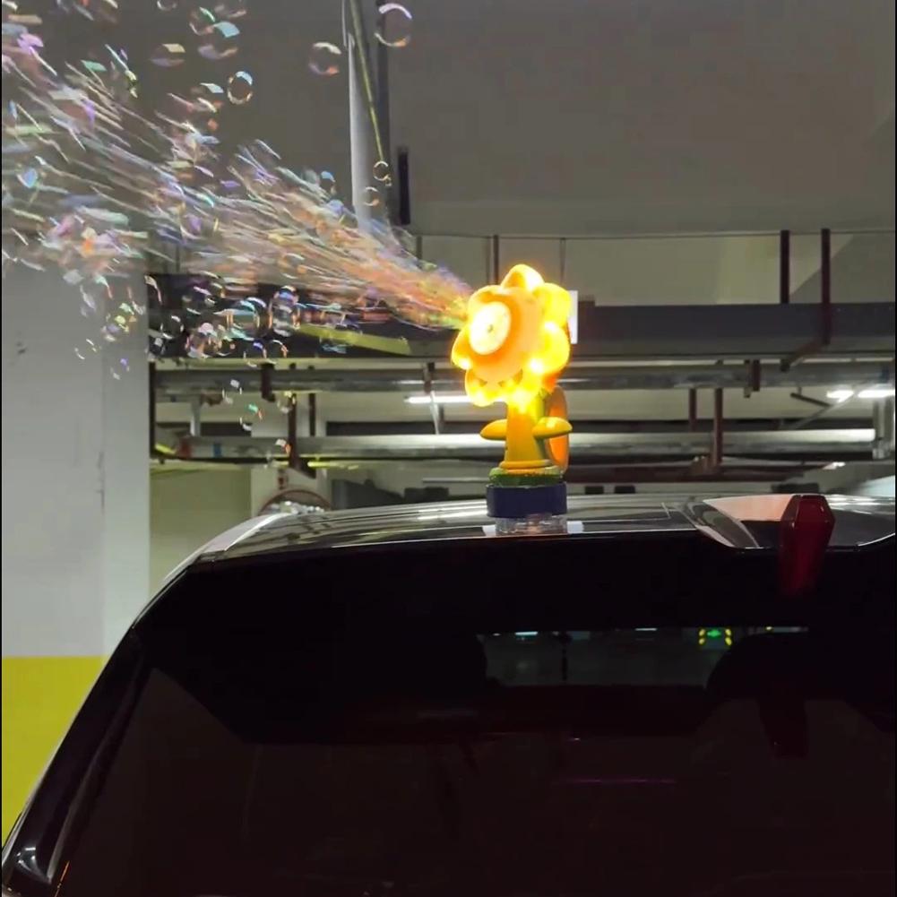 Toy Electric Automatic Sunflower Shaking Head Adjustment Light Dancing One Key Bubble Maker Toy For Kids E0F9