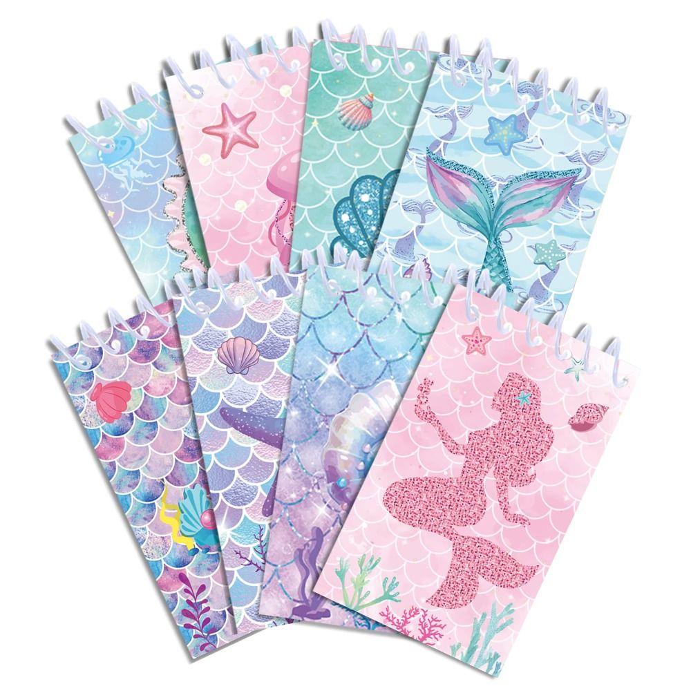 

8pcs Mermaid Theme Memo Pad Mini Notepads 2025 Pocket Notebooks
