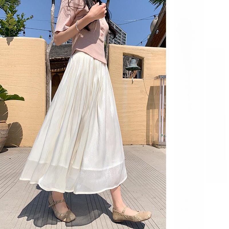 Elegant Polyester Satin Skirt For Casual And Date Wear With Asymmetric Design For Teen Girls