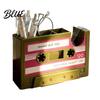 Retro Tape Shape Pen Holder Cassette Holder Creative Desk Organizer with Slots