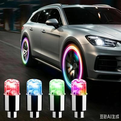 LED Wheel Tire Valve Cap Light Colorful Auto Motorcycle Bicycle Wheel Spoke Decor Lamp Night Safety Warning Light