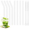 8 Pcs Glass Straws Shatter Resistant, 6” Short Glass Reble Drinking Straws with 2 Cleaning Brush, Including 4 Straight and 4 Bent Reble Straw Short