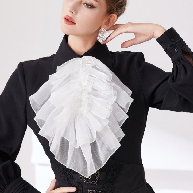 Fashion Jabot Spread Lapel Detachable Layered Flouncing Collar French Design For Dresses Blouses Effortless